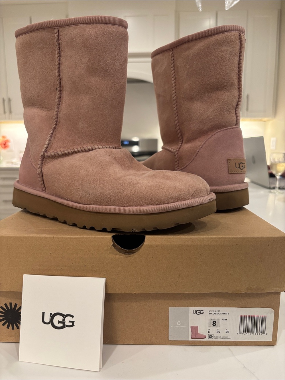UGG Women's Classic Short II Boots in Blush Pink Suede